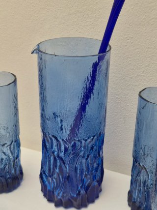 Set Caraffa e Bicchieri Murano Blu Vintage