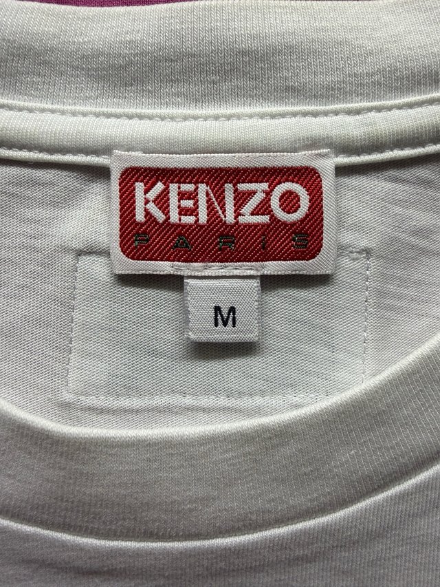 T-shirt Kenzo logo grande fleur bianco