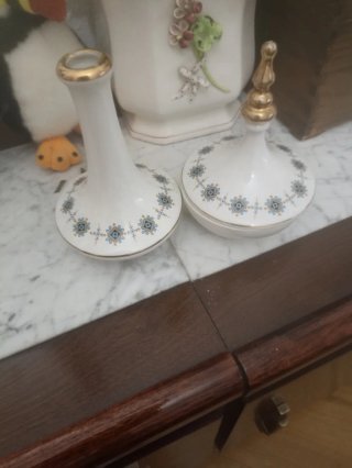 Juego tocador antiguo porcelana dorado