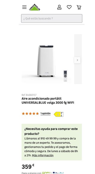 Aire acondicionado portátil A+++