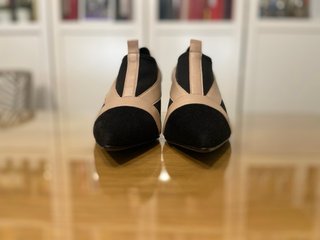 Zapatos tacón ancho T.38 negros y beige