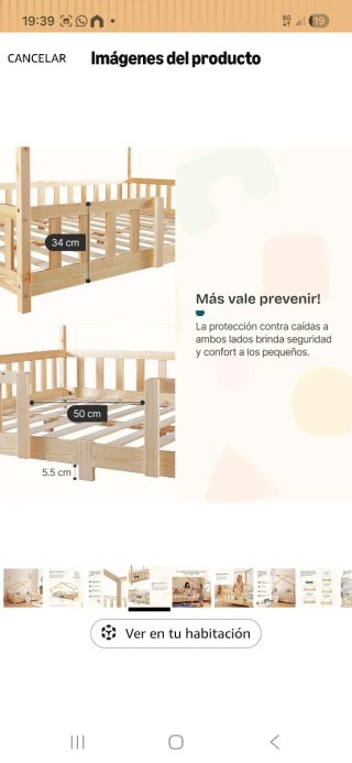 Cama baja infantil con colchón