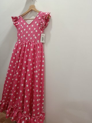 Traje Flamenca Gitana Lunares Rosa 10 Años