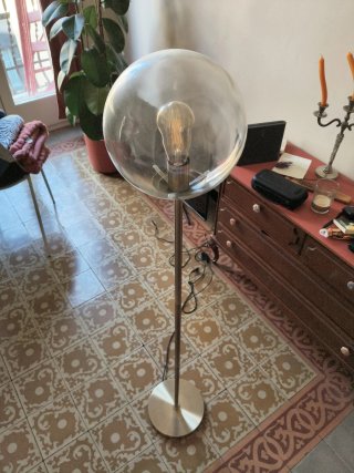 Lámpara de pie vintage retro cristal metal