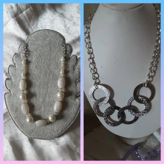 2 collane donna argento e perle