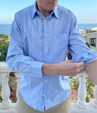 Camisa Rayas Azul Caballero Algodón