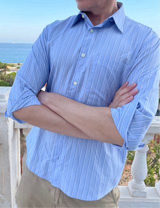 Camisa Rayas Azul Caballero Algodón