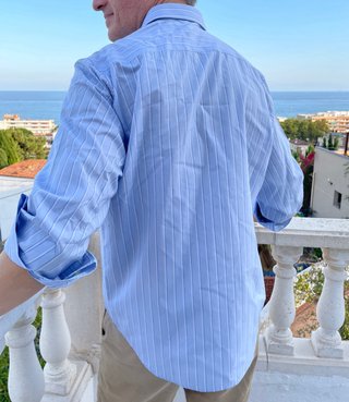 Camisa Rayas Azul Caballero Algodón