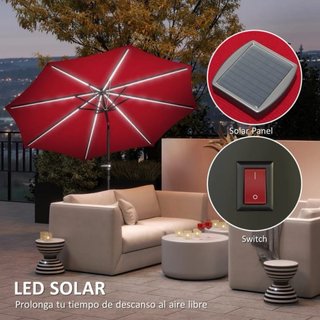 Sombrilla roja con luces LED