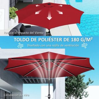 Sombrilla roja con luces LED