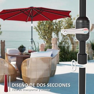 Sombrilla roja con luces LED