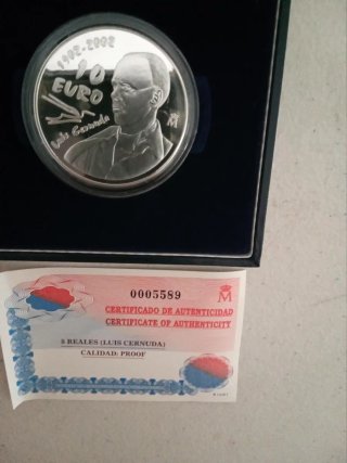 Moneda plata Luis Cernuda 2002