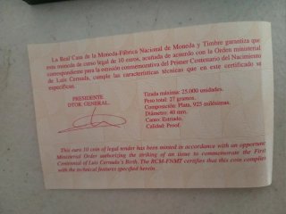 Moneda plata Luis Cernuda 2002