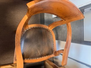 Escritorio y Silla Vintage Madera y Cuero