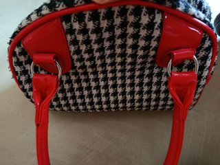 Borsetta Denny Rose fantasia pied de poule rossa