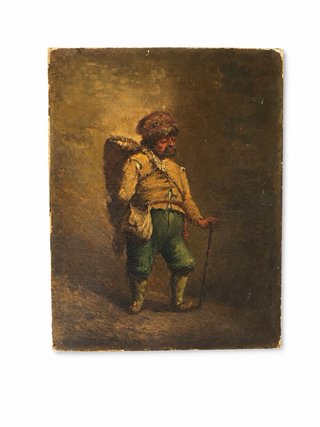 Óleo antiguo viajero firmado y fechado 1778