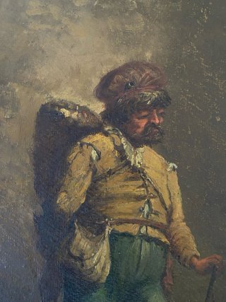Óleo antiguo viajero firmado y fechado 1778