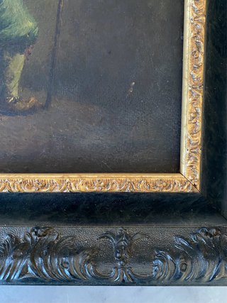 Óleo antiguo viajero firmado y fechado 1778
