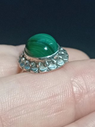 Anillo Plata Ley Malaquita