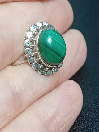 Anillo Plata Ley Malaquita