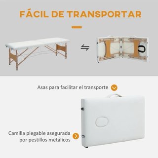 Cama Masaje Plegable Portátil Blanca