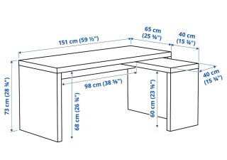 Escritorio Ikea Malm en forma de L blanco