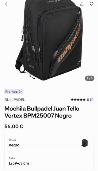 Mochila Bullpadel Vertex Juan Tello Negra