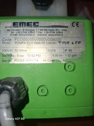 Bomba Dosificadora Emec Fco 0505 Fp 5 lts/h