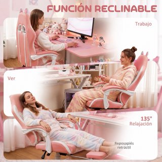 Silla Gaming Rosa HOMCOM