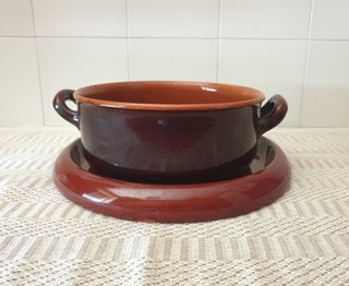 Casseruola terracotta coccio smaltata a due manici