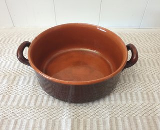 Casseruola terracotta coccio smaltata a due manici
