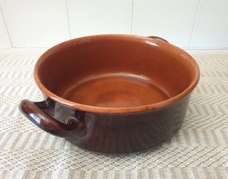 Casseruola terracotta coccio smaltata a due manici