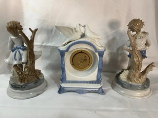 Set Porcelana Landex: Reloj y Figuras