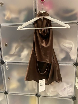Top Zara Marrón Satinado Halter