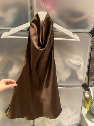 Top Zara Marrón Satinado Halter