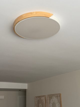 Plafón LED moderno 50cm madera y blanco