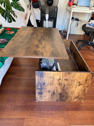 Mesa centro elevable madera y metal