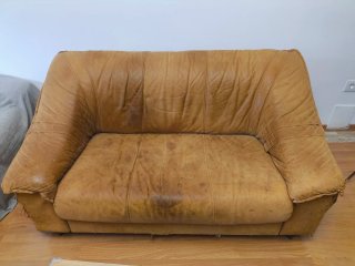 Regalo 2 sofás piel búfalo beige/marrón