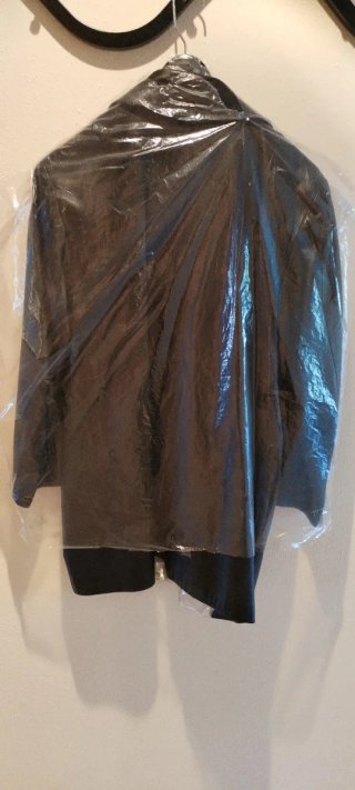 Americana larga vintage de piel negra auténtica