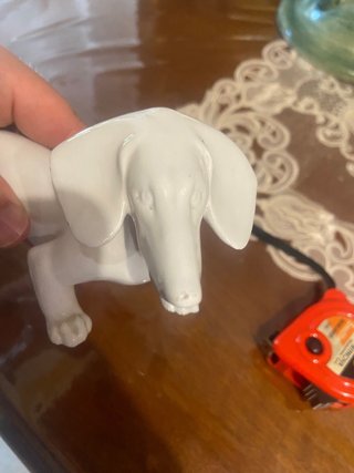 Cane Bassotto Bianco Ceramica cacciapuoti