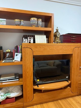 Mueble de salón completo madera y cristal