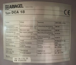 Deumidificatore Ariagel Climasciutto DCA18