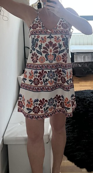 Vestido blanco estampado tirantes talla M