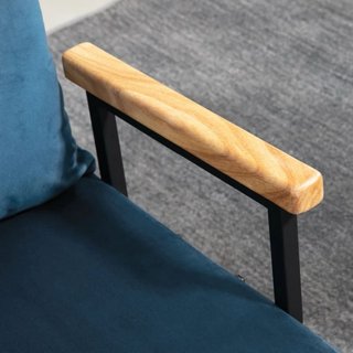 Sofá Cama Azul Terciopelo y Madera
