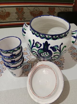 Sangría y vasos cerámica granadina Faja lauza