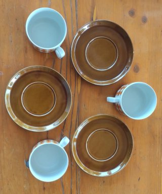 3 Tazze Tognana Porcellana Anni '60 Arancio piatti