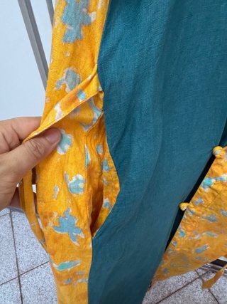 Abito estivo verde e giallo 100%di lino