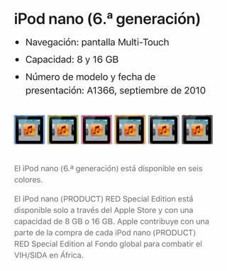 iPod nano de 6ª generación Plata