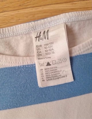 Camiseta H&M Rayas Azul y Blanco