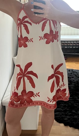 Vestido blanco palmeras naranjas Talla M